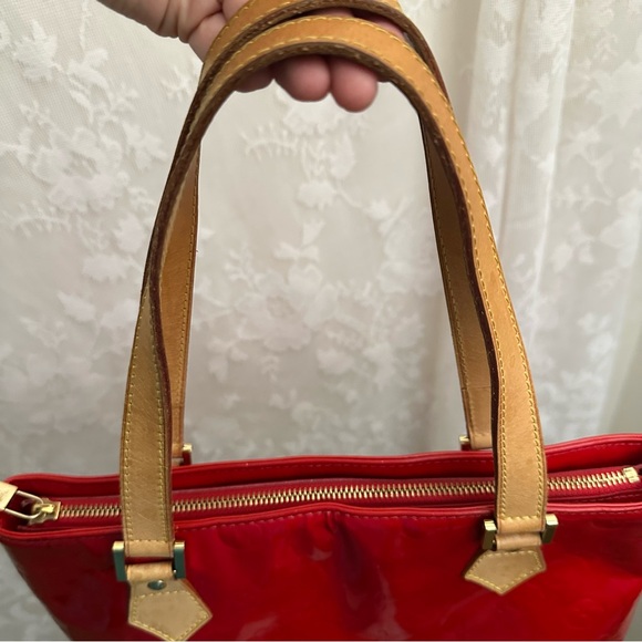 Louis Vuitton Houston Tote Red Leather Monogram Vernis - Picture 8 of 12